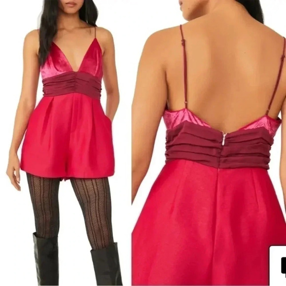 Free People NWT Skylie Saylor Barbiecore Romper - Picture 2 of 12